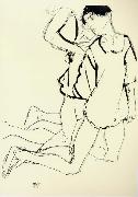 Two Kneeling Figures Egon Schiele